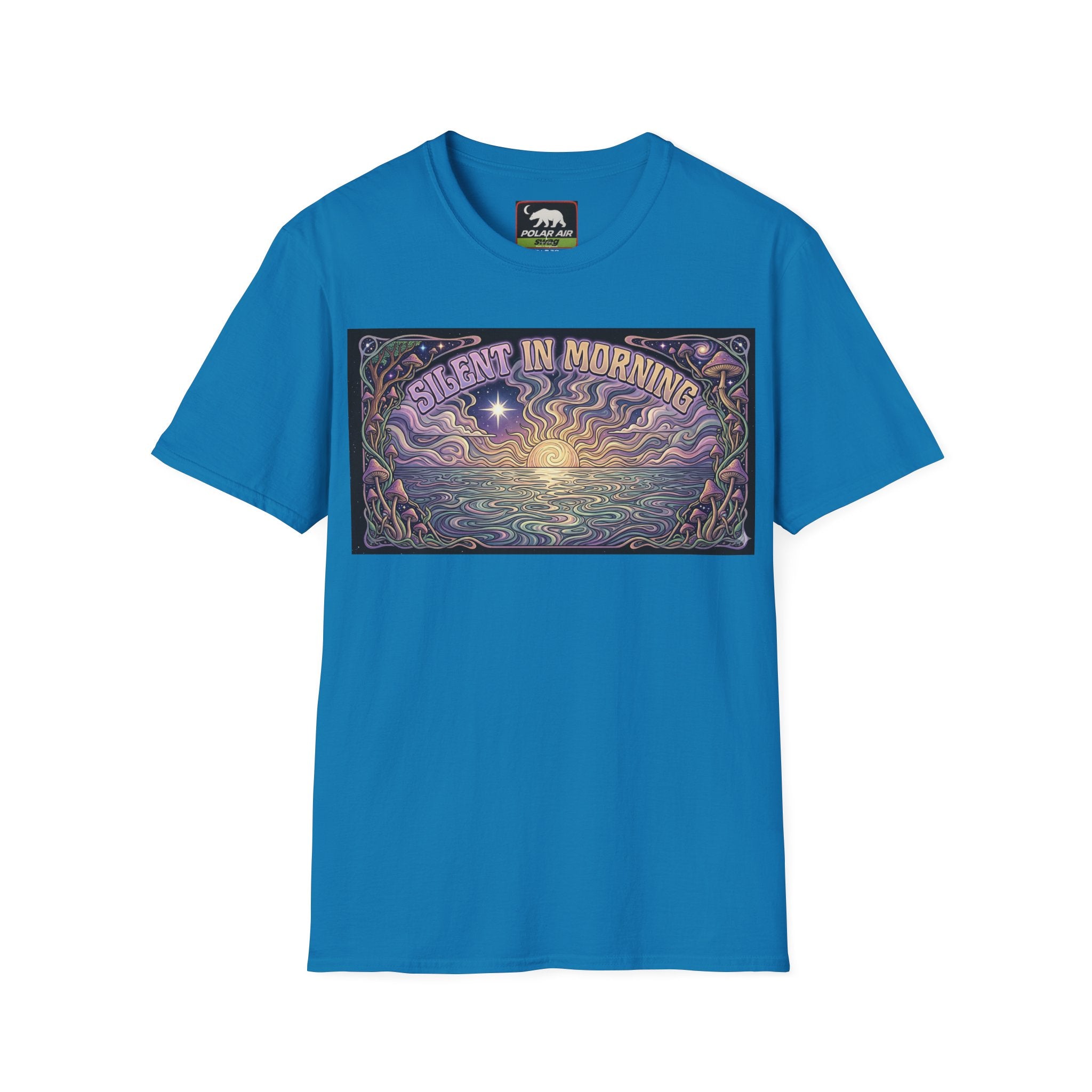 Sunrise Artwork T-Shirt — "Silent in Morning" Retro Psychedelic Dawn Tee